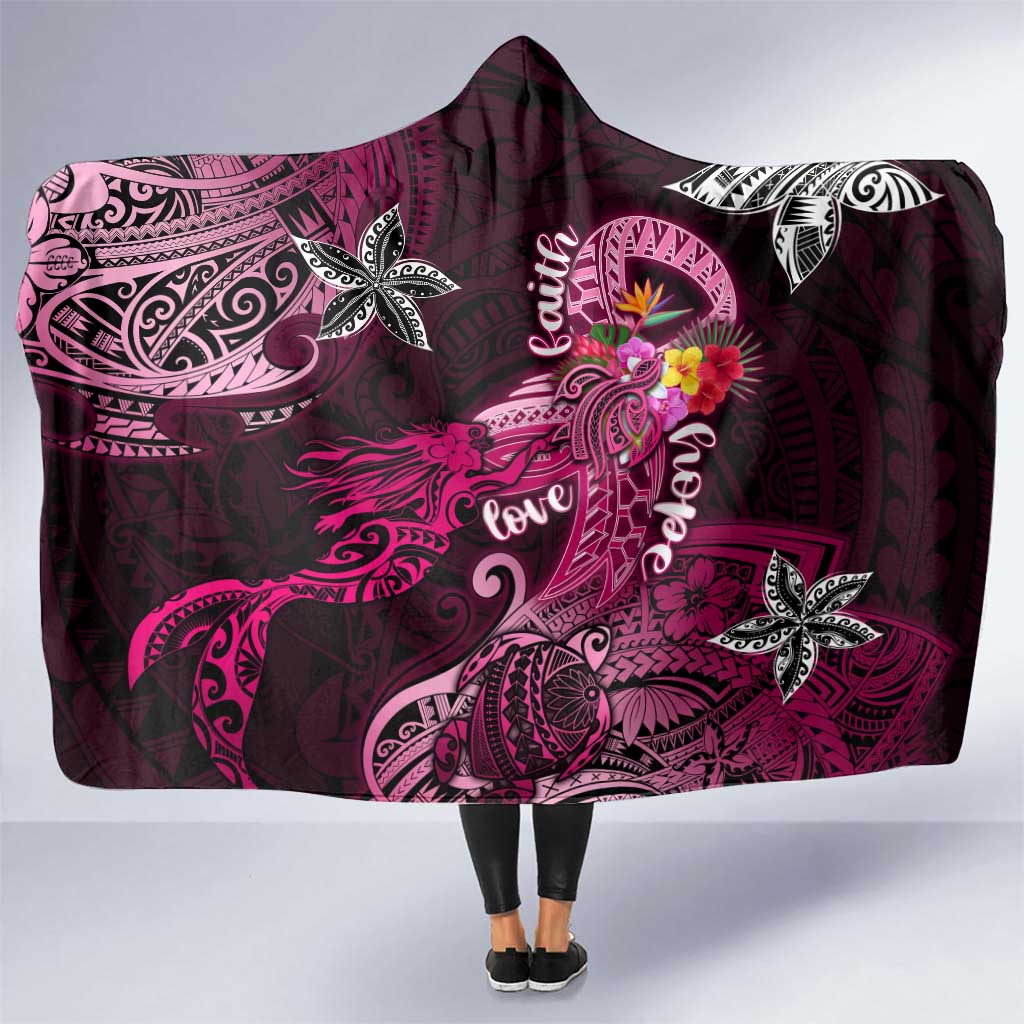 Breast Cancer Mermaid Polynesia Hooded Blanket Faith Hope Love