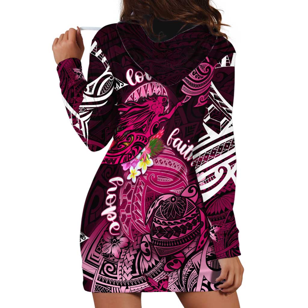 Breast Cancer Mermaid Polynesia Hoodie Dress Faith Hope Love