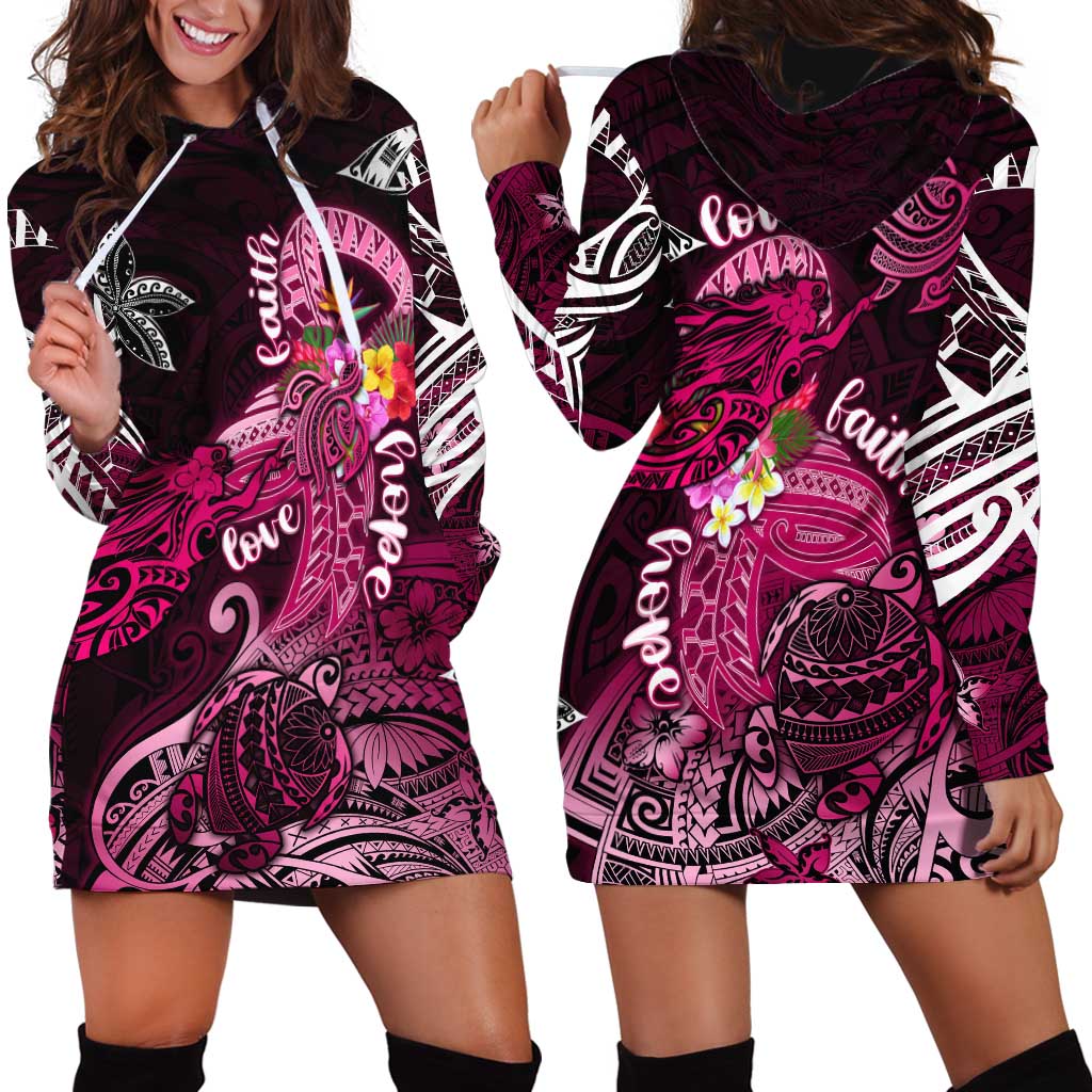 Breast Cancer Mermaid Polynesia Hoodie Dress Faith Hope Love