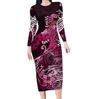 Breast Cancer Mermaid Polynesia Long Sleeve Bodycon Dress Faith Hope Love