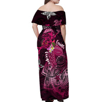 Breast Cancer Mermaid Polynesia Off Shoulder Maxi Dress Faith Hope Love