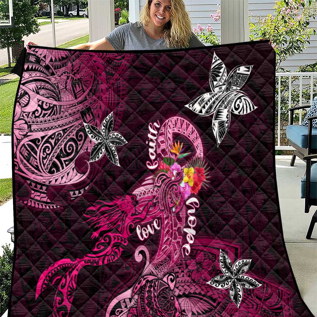 Breast Cancer Mermaid Polynesia Quilt Faith Hope Love DT02 Pink - Polynesian Pride