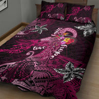 Breast Cancer Mermaid Polynesia Quilt Bed Set Faith Hope Love
