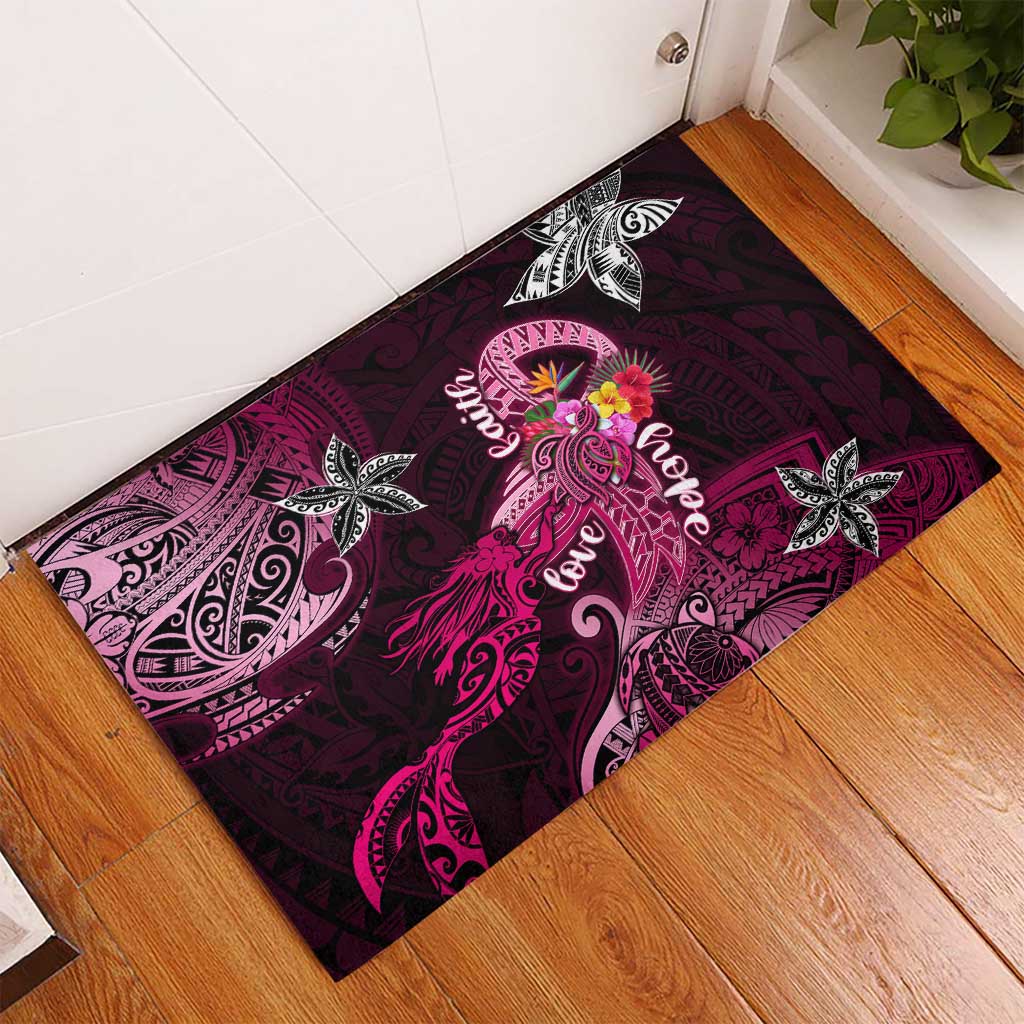 Breast Cancer Mermaid Polynesia Rubber Doormat Faith Hope Love