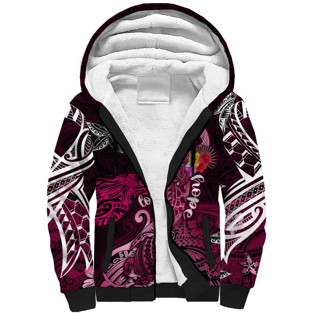 Breast Cancer Mermaid Polynesia Sherpa Hoodie Faith Hope Love