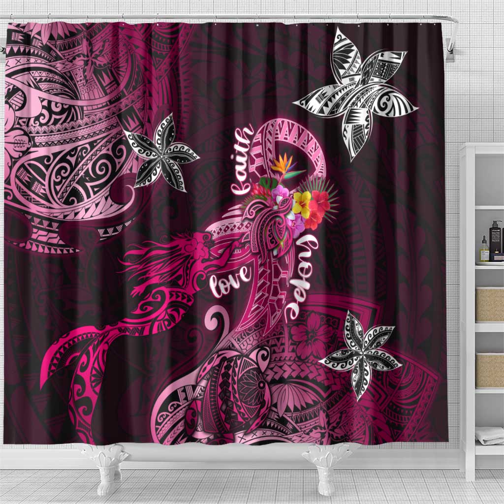 Breast Cancer Mermaid Polynesia Shower Curtain Faith Hope Love