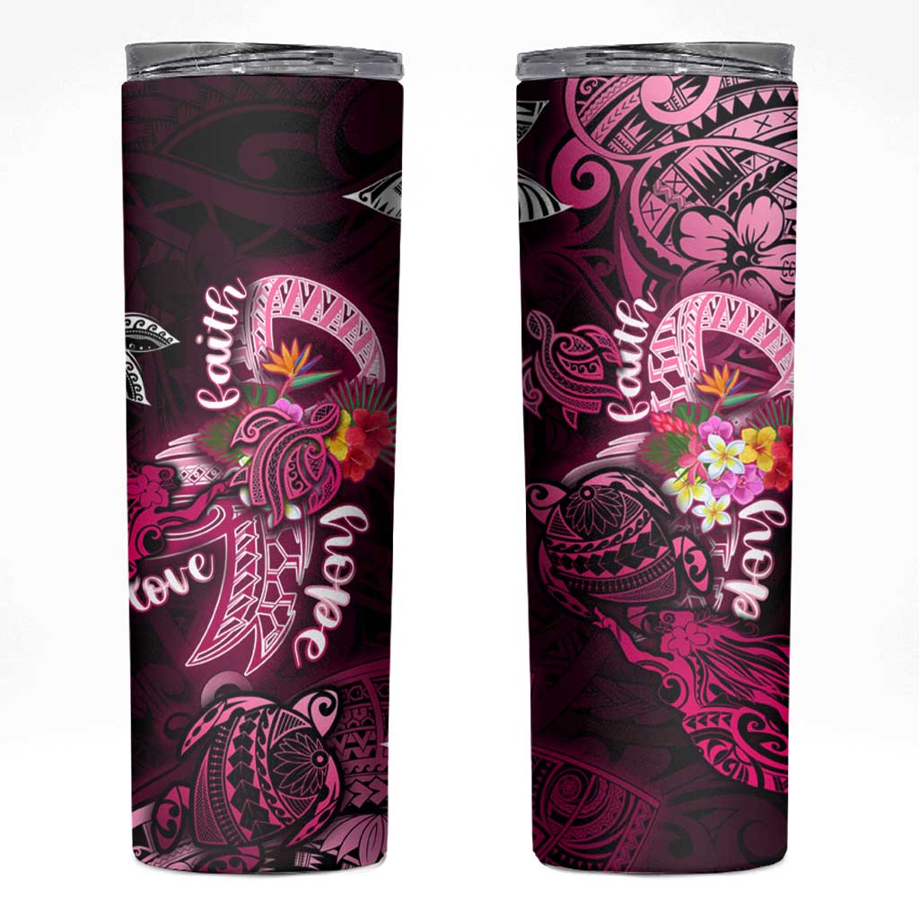 Breast Cancer Mermaid Polynesia Skinny Tumbler Faith Hope Love
