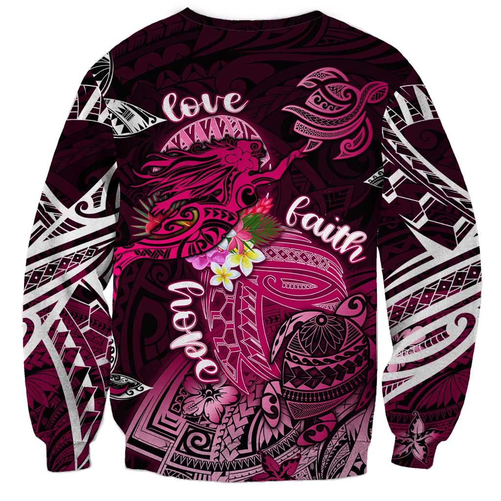 Breast Cancer Mermaid Polynesia Sweatshirt Faith Hope Love