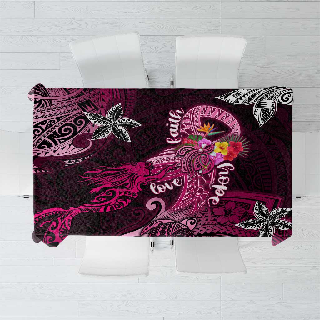 Breast Cancer Mermaid Polynesia Tablecloth Faith Hope Love DT02 Pink - Polynesian Pride