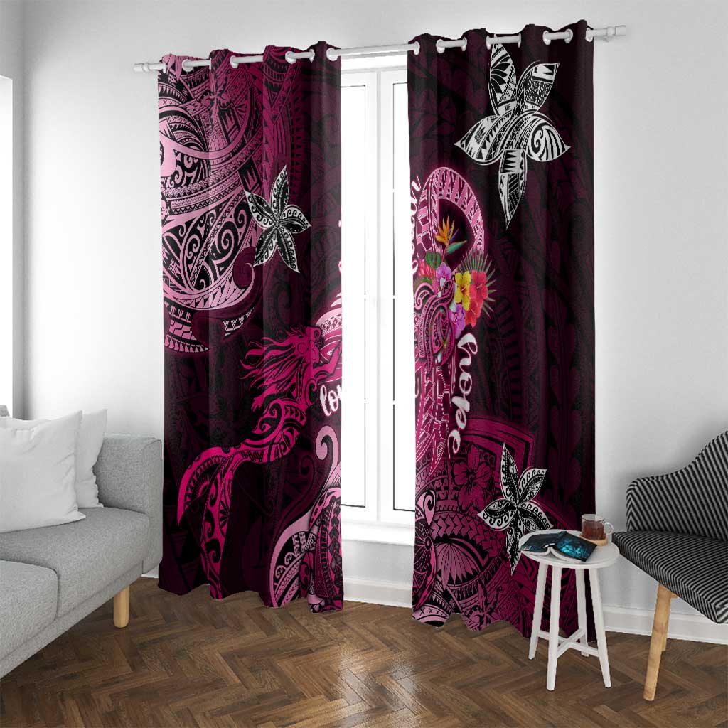 Breast Cancer Mermaid Polynesia Window Curtain Faith Hope Love