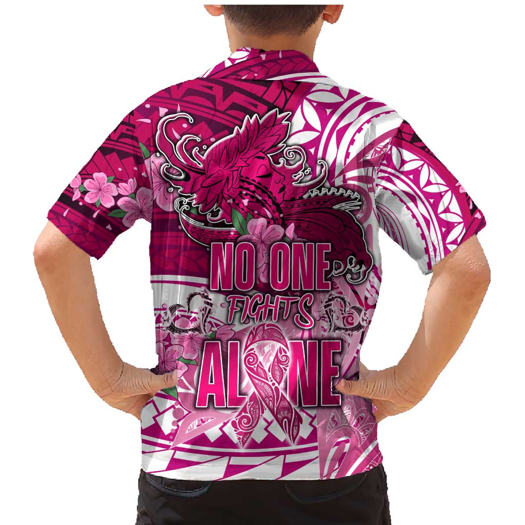 Breast Cancer Awareness Hawaii Family Matching Mermaid Dress and Hawaiian Shirt Polynesia Girl Nobody Fights Alone