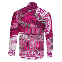 Breast Cancer Awareness Hawaii Family Matching Puletasi and Hawaiian Shirt Polynesia Girl Nobody Fights Alone