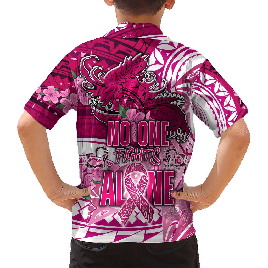 Breast Cancer Awareness Hawaii Kid Hawaiian Shirt Polynesia Girl Nobody Fights Alone