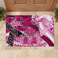 Breast Cancer Awareness Hawaii Rubber Doormat Polynesia Girl Nobody Fights Alone