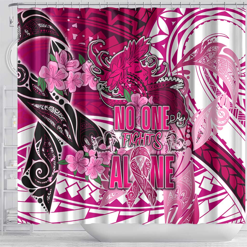 Breast Cancer Awareness Hawaii Shower Curtain Polynesia Girl Nobody Fights Alone