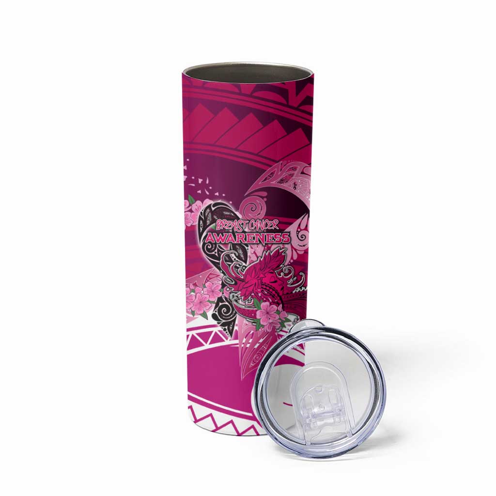 Breast Cancer Awareness Hawaii Skinny Tumbler Polynesia Girl Nobody Fights Alone