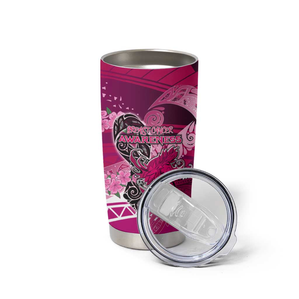 Breast Cancer Awareness Hawaii Tumbler Cup Polynesia Girl Nobody Fights Alone