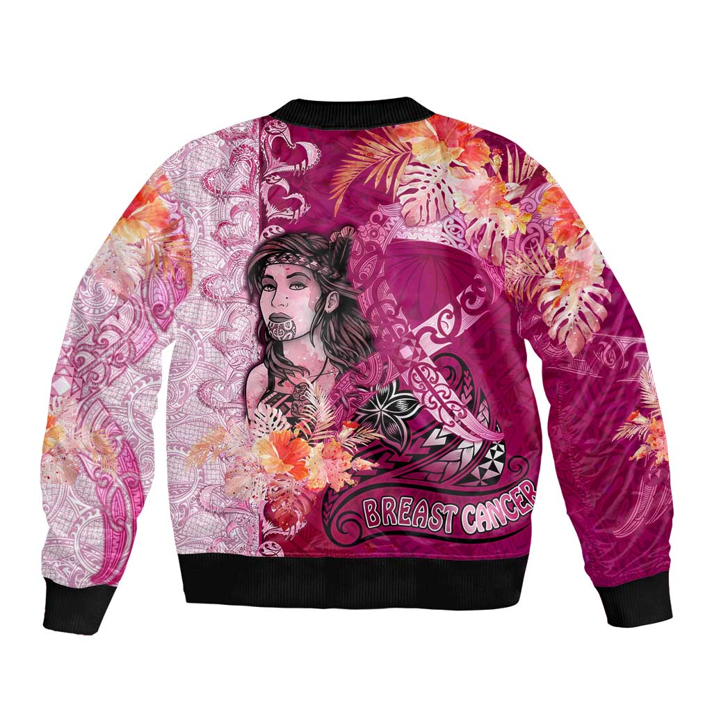 Breast Cancer New Zealand Bomber Jacket Maori Aotearoa Girl Pink Out