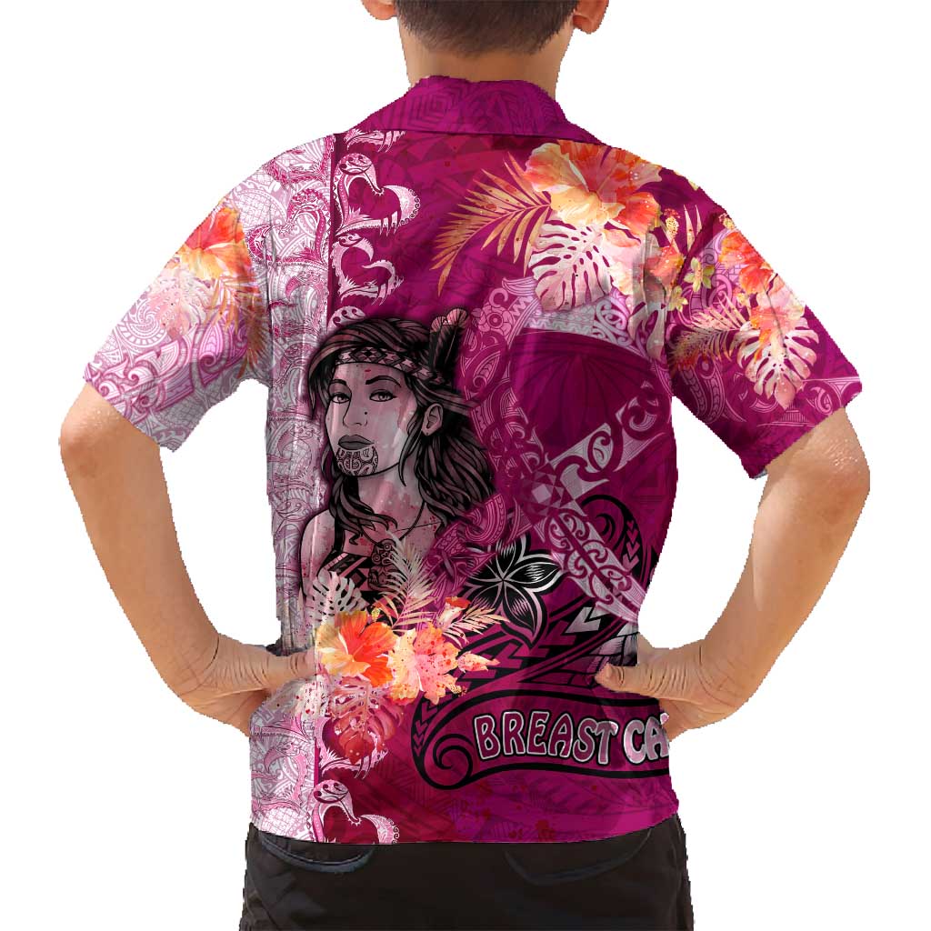 Breast Cancer New Zealand Family Matching Long Sleeve Bodycon Dress and Hawaiian Shirt Maori Aotearoa Girl Pink Out DT02 - Polynesian Pride
