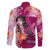 Breast Cancer New Zealand Family Matching Off The Shoulder Long Sleeve Dress and Hawaiian Shirt Maori Aotearoa Girl Pink Out