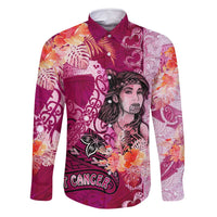 Breast Cancer New Zealand Family Matching Off Shoulder Maxi Dress and Hawaiian Shirt Maori Aotearoa Girl Pink Out DT02 Dad's Shirt - Long Sleeve Pink - Polynesian Pride