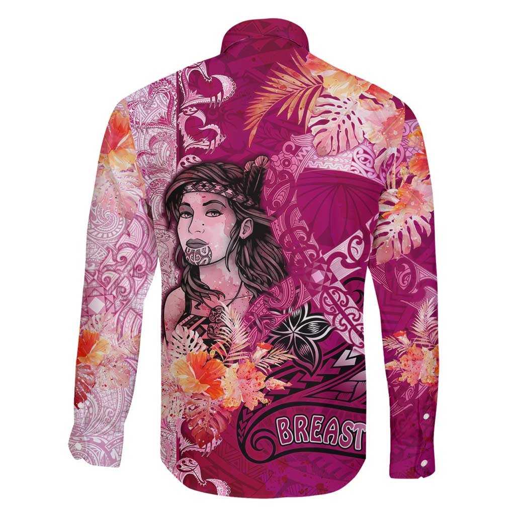 Breast Cancer New Zealand Family Matching Off Shoulder Maxi Dress and Hawaiian Shirt Maori Aotearoa Girl Pink Out DT02 - Polynesian Pride
