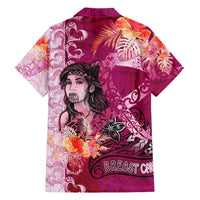 Breast Cancer New Zealand Family Matching Short Sleeve Bodycon Dress and Hawaiian Shirt Maori Aotearoa Girl Pink Out DT02 - Polynesian Pride