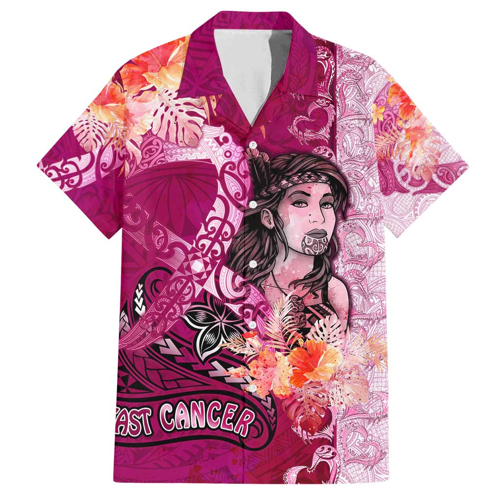 Breast Cancer New Zealand Family Matching Tank Maxi Dress and Hawaiian Shirt Maori Aotearoa Girl Pink Out DT02 Dad's Shirt - Short Sleeve Pink - Polynesian Pride
