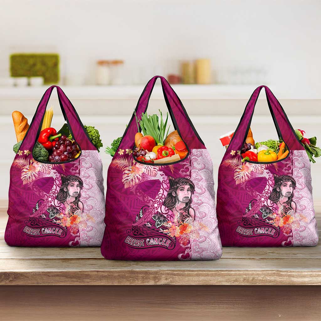 Breast Cancer New Zealand Grocery Bag Maori Aotearoa Girl Pink Out DT02 3-pack One Size Pink - Polynesian Pride