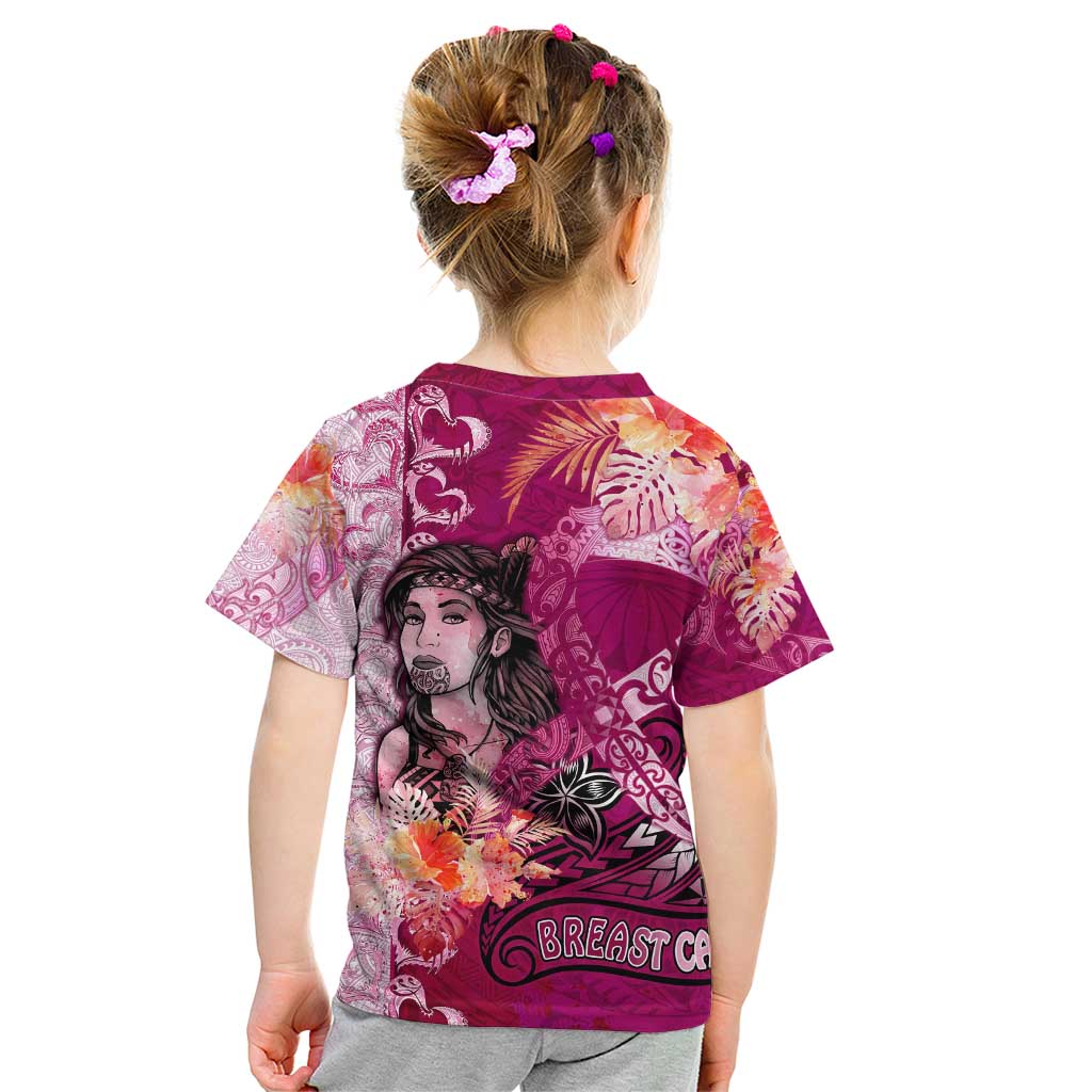 Breast Cancer New Zealand Kid T Shirt Maori Aotearoa Girl Pink Out DT02 - Polynesian Pride