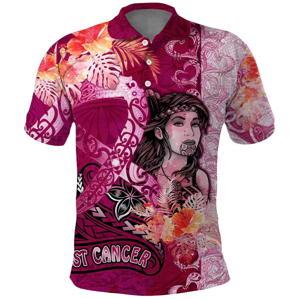 Breast Cancer New Zealand Polo Shirt Maori Aotearoa Girl Pink Out