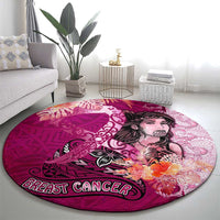 Breast Cancer New Zealand Round Carpet Maori Aotearoa Girl Pink Out
