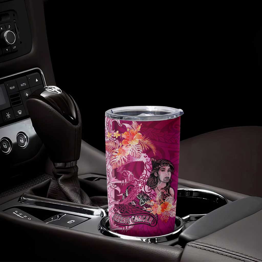 Breast Cancer New Zealand Tumbler Cup Maori Aotearoa Girl Pink Out DT02 - Polynesian Pride
