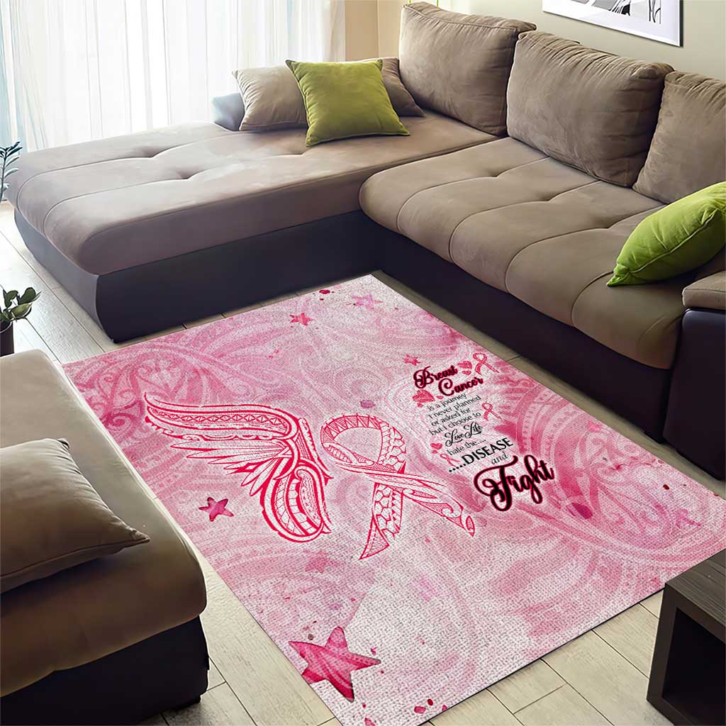 Breast Cancer Awareness Month Area Rug Butterfly Polynesia Watercolor Pink