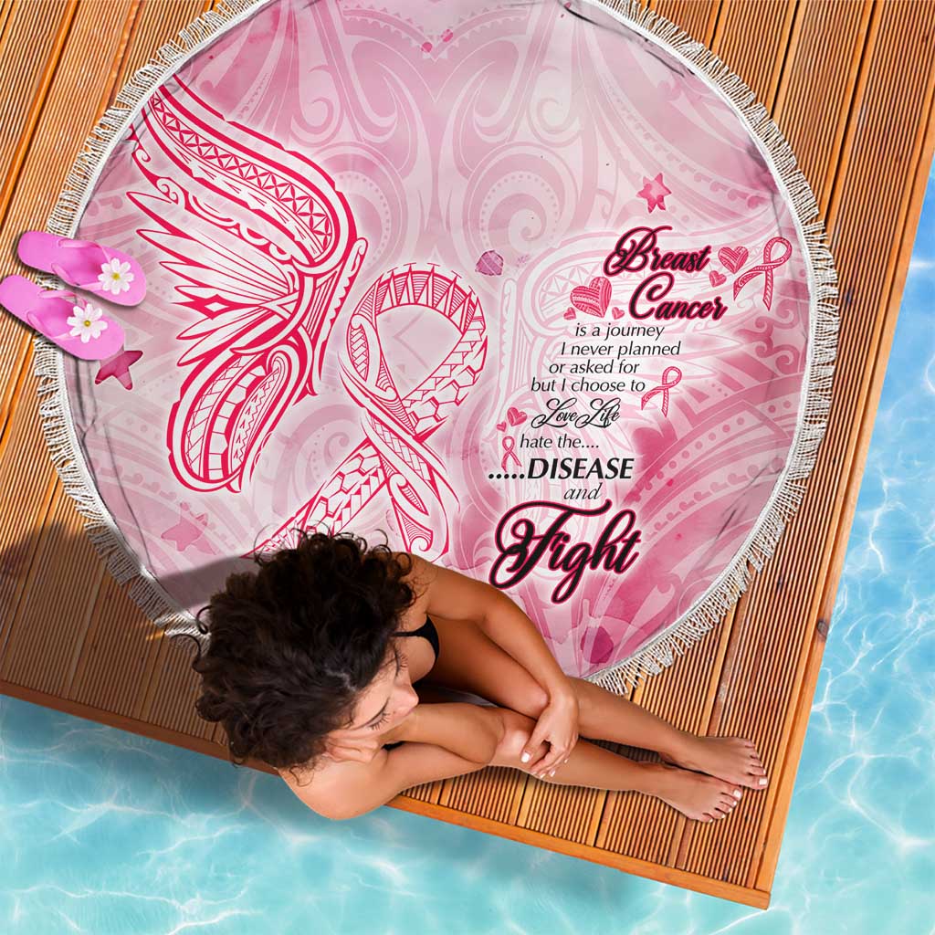 Breast Cancer Awareness Month Beach Blanket Butterfly Polynesia Watercolor Pink