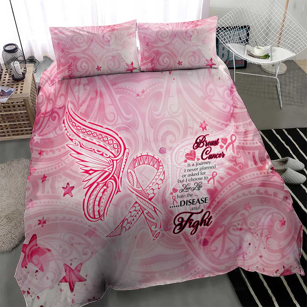Breast Cancer Awareness Month Bedding Set Butterfly Polynesia Watercolor Pink