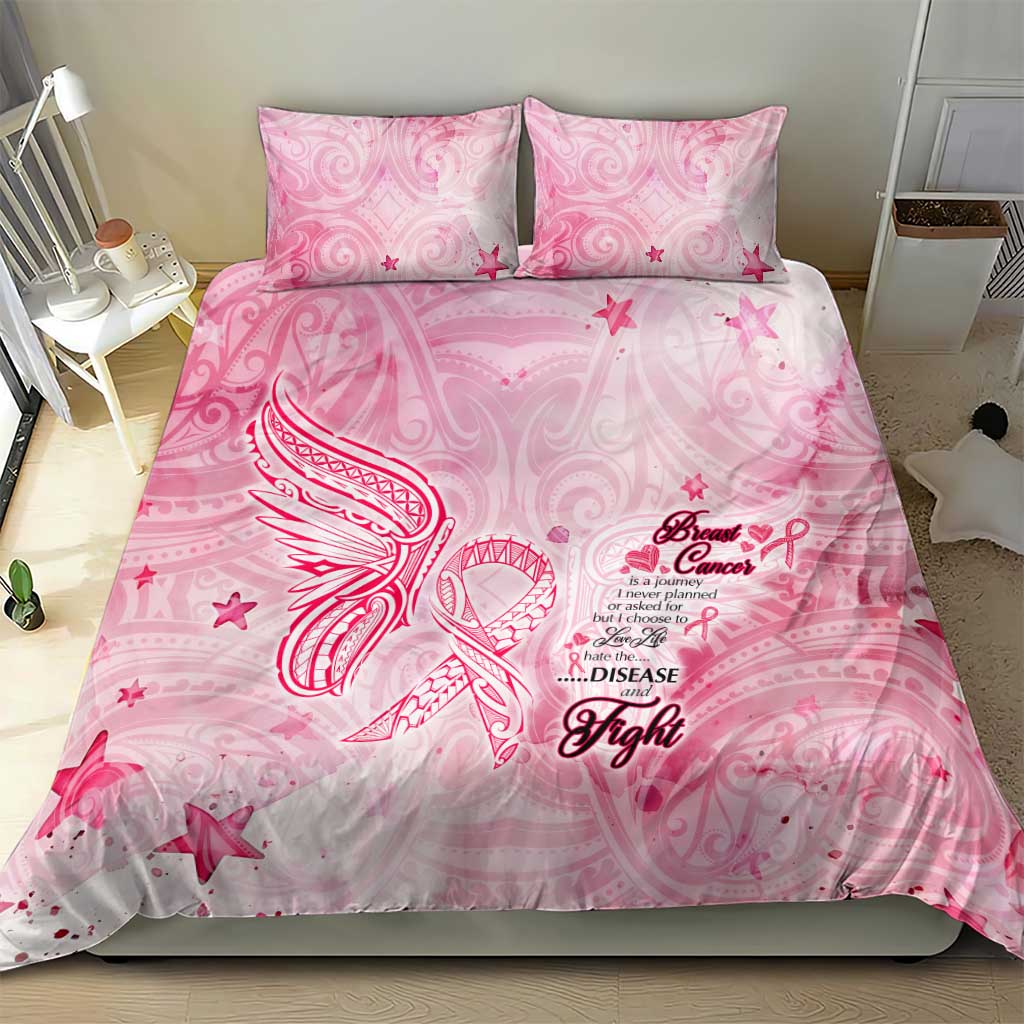 Breast Cancer Awareness Month Bedding Set Butterfly Polynesia Watercolor Pink