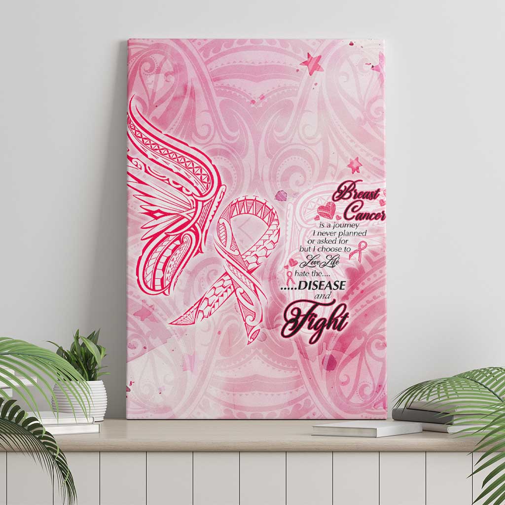Breast Cancer Awareness Month Canvas Wall Art Butterfly Polynesia Watercolor Pink