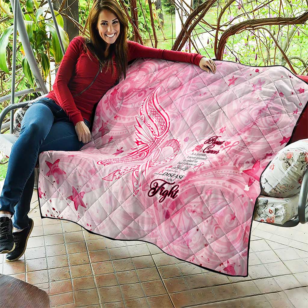 Breast Cancer Awareness Month Quilt Butterfly Polynesia Watercolor Pink