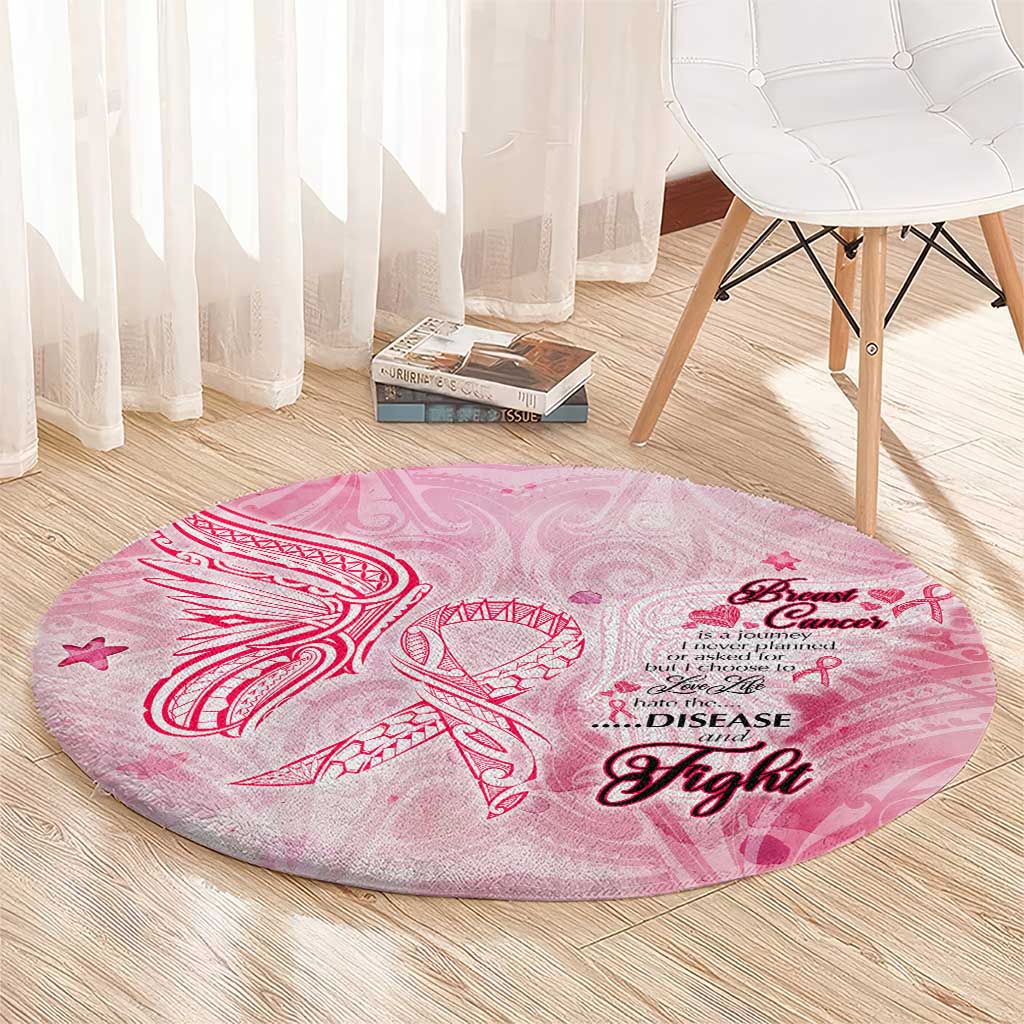 Breast Cancer Awareness Month Round Carpet Butterfly Polynesia Watercolor Pink