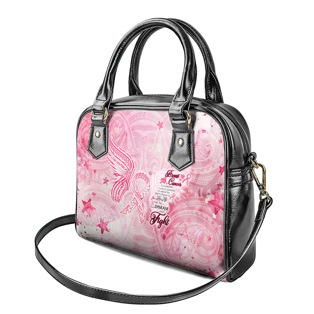Breast Cancer Awareness Month Shoulder Handbag Butterfly Polynesia Watercolor Pink