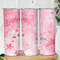 Breast Cancer Awareness Month Skinny Tumbler Butterfly Polynesia Watercolor Pink