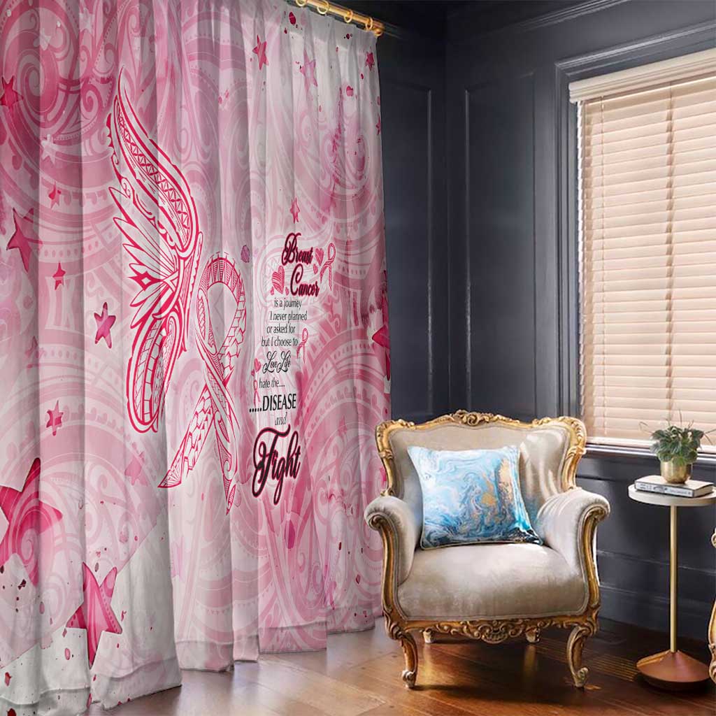 Breast Cancer Awareness Month Window Curtain Butterfly Polynesia Watercolor Pink