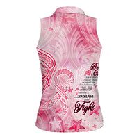 Breast Cancer Awareness Month Women Sleeveless Polo Shirt Butterfly Polynesia Watercolor Pink
