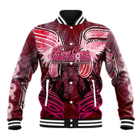 Breast Cancer Warrior Baseball Jacket Angel Wings Polynesian Pattern DT02 Unisex Pink - Polynesian Pride