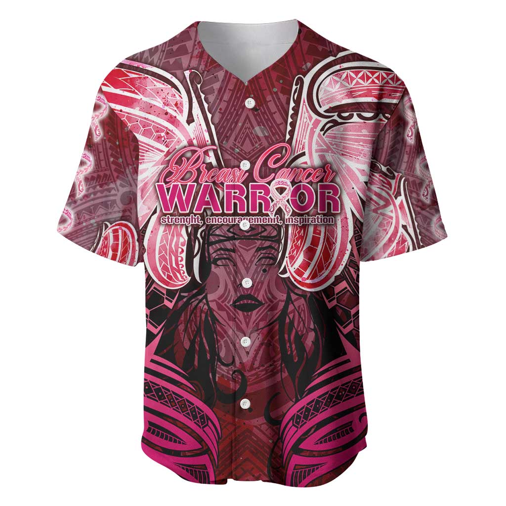 Breast Cancer Warrior Baseball Jersey Angel Wings Polynesian Pattern DT02 Pink - Polynesian Pride