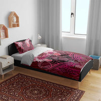 Breast Cancer Warrior Bedding Set Angel Wings Polynesian Pattern