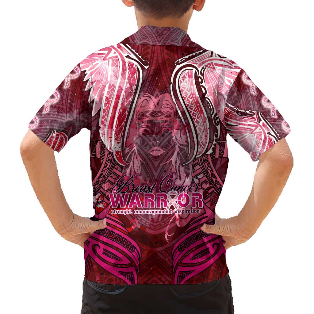 Breast Cancer Warrior Family Matching Puletasi and Hawaiian Shirt Angel Wings Polynesian Pattern DT02 - Polynesian Pride