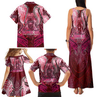Breast Cancer Warrior Family Matching Tank Maxi Dress and Hawaiian Shirt Angel Wings Polynesian Pattern DT02 - Polynesian Pride