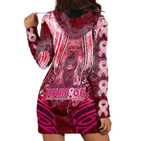 Breast Cancer Warrior Hoodie Dress Angel Wings Polynesian Pattern